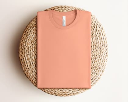 Bella+Canvas 3001 — Folded on Rattan mockup in Sunset