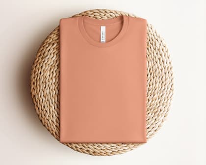 Bella+Canvas 3001 — Folded on Rattan mockup in Terracotta
