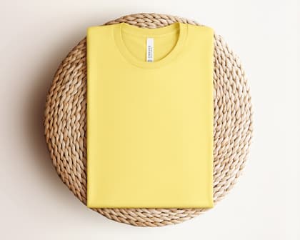 Bella+Canvas 3001 — Folded on Rattan mockup in Yellow