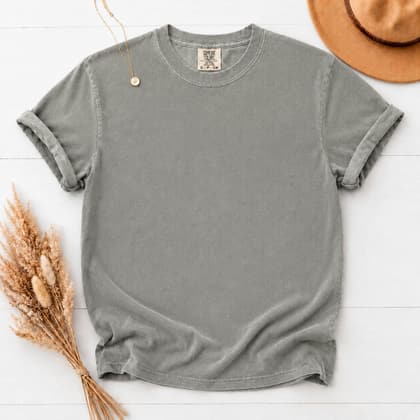 Comfort Colors® 1717 — Flat Lay with Props mockup in Grey