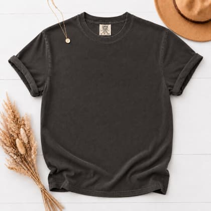 Comfort Colors® 1717 — Flat Lay with Props mockup in Graphite