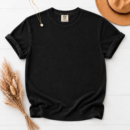 Comfort Colors® 1717 — Flat Lay with Props mockup in Black