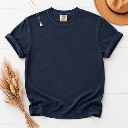Comfort Colors® 1717 — Flat Lay with Props mockup in Navy