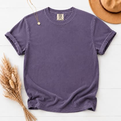 Comfort Colors® 1717 — Flat Lay with Props mockup in Grape