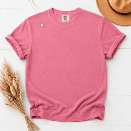 Comfort Colors® 1717 — Flat Lay with Props mockup in Crunchberry