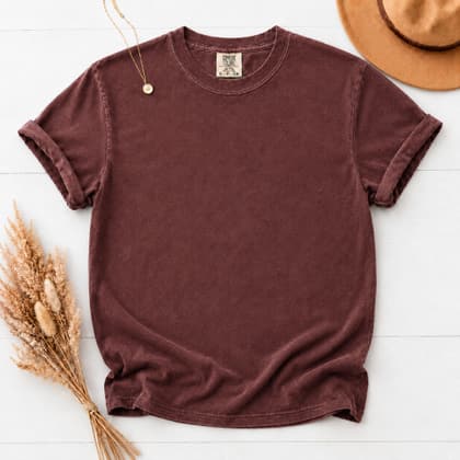 Comfort Colors® 1717 — Flat Lay with Props mockup in Vineyard