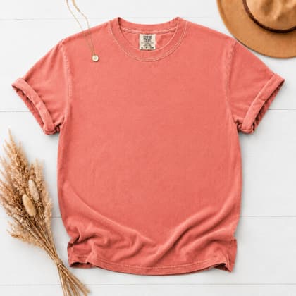 Comfort Colors® 1717 — Flat Lay with Props mockup in Watermelon