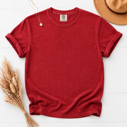 Comfort Colors® 1717 — Flat Lay with Props mockup in Red