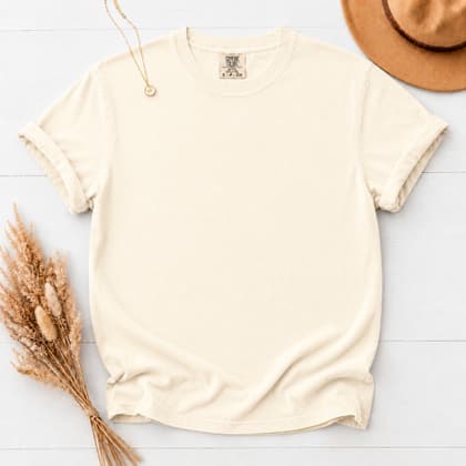 Comfort Colors® 1717 — Flat Lay with Props mockup in Ivory