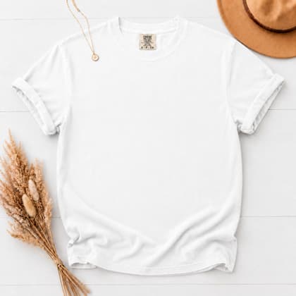 Comfort Colors® 1717 — Flat Lay with Props mockup in White