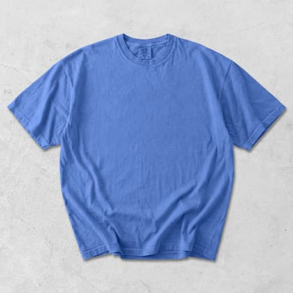 Comfort Colors® 1717 — Flat Lay on White mockup in Flo Blue
