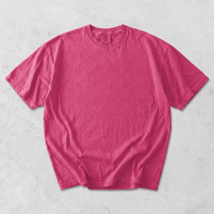 Comfort Colors® 1717 — Flat Lay on White mockup in Heliconia