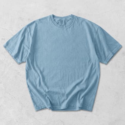 Comfort Colors® 1717 — Flat Lay on White mockup in Ice Blue
