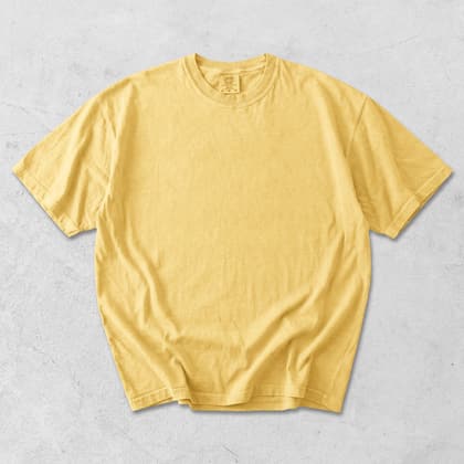 Comfort Colors® 1717 — Flat Lay on White mockup in Mustard