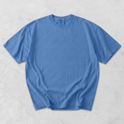 Comfort Colors® 1717 — Flat Lay on White mockup in Mystic Blue