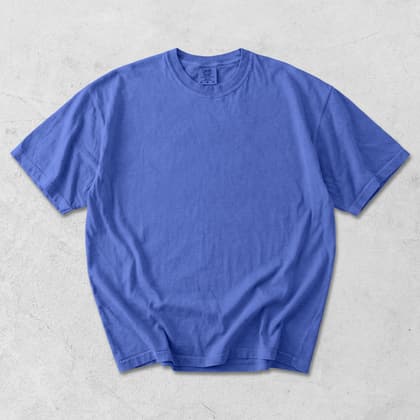 Comfort Colors® 1717 — Flat Lay on White mockup in Periwinkle