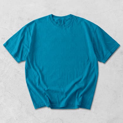Comfort Colors® 1717 — Flat Lay on White mockup in Topaz Blue
