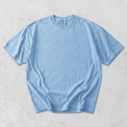 Comfort Colors® 1717 — Flat Lay on White mockup in Washed Denim