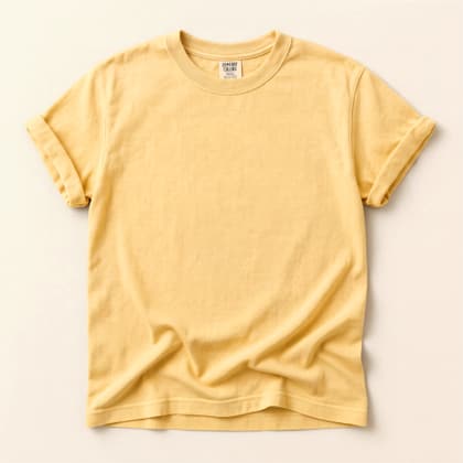 Comfort Colors® 1717 — Flat Lay on Cream mockup in Banana