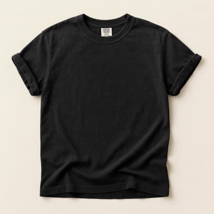Comfort Colors® 1717 — Flat Lay on Cream mockup in Black