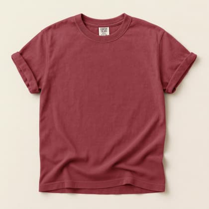 Comfort Colors® 1717 — Flat Lay on Cream mockup in Brick