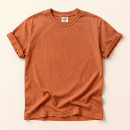 Comfort Colors® 1717 — Flat Lay on Cream mockup in Burnt Orange