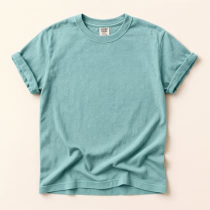 Comfort Colors® 1717 — Flat Lay on Cream mockup in Chalky Mint