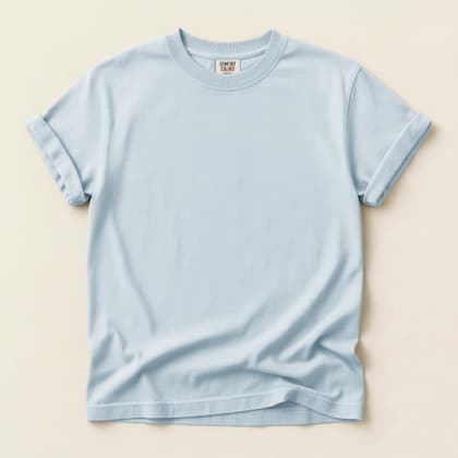 Comfort Colors® 1717 — Flat Lay on Cream mockup in Chambray