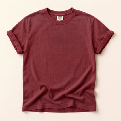 Comfort Colors® 1717 — Flat Lay on Cream mockup in Chili
