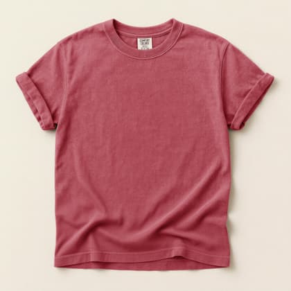 Comfort Colors® 1717 — Flat Lay on Cream mockup in Crimson