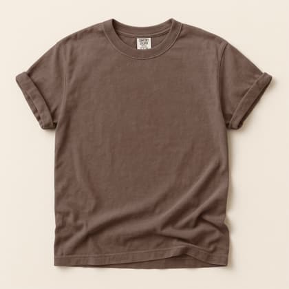 Comfort Colors® 1717 — Flat Lay on Cream mockup in Espresso