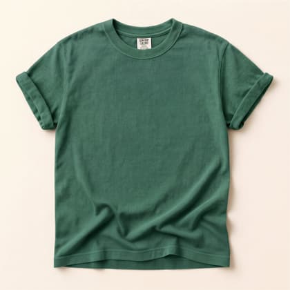 Comfort Colors® 1717 — Flat Lay on Cream mockup in Grass