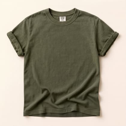 Comfort Colors® 1717 — Flat Lay on Cream mockup in Hemp