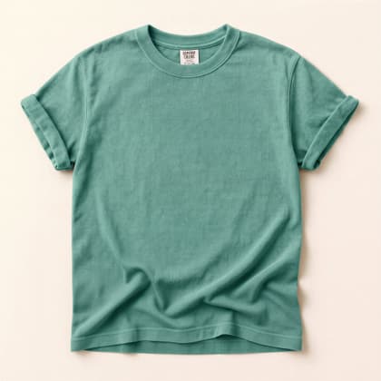 Comfort Colors® 1717 — Flat Lay on Cream mockup in Island Reef