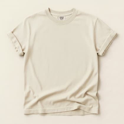 Comfort Colors® 1717 — Flat Lay on Cream mockup in Ivory