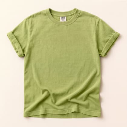 Comfort Colors® 1717 — Flat Lay on Cream mockup in Kiwi