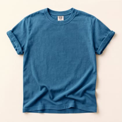 Comfort Colors® 1717 — Flat Lay on Cream mockup in Lagoon Blue