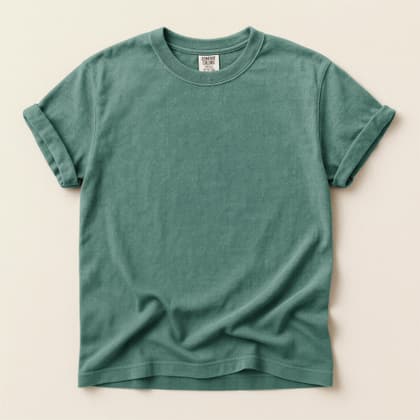 Comfort Colors® 1717 — Flat Lay on Cream mockup in Light Green