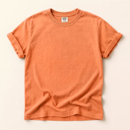 Comfort Colors® 1717 — Flat Lay on Cream mockup in Melon
