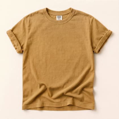 Comfort Colors® 1717 — Flat Lay on Cream mockup in Mustard