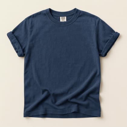 Comfort Colors® 1717 — Flat Lay on Cream mockup in Navy
