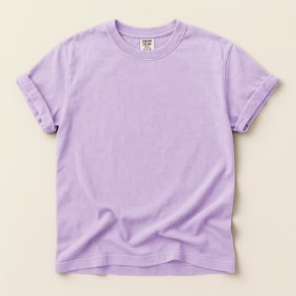 Comfort Colors® 1717 — Flat Lay on Cream mockup in Orchid