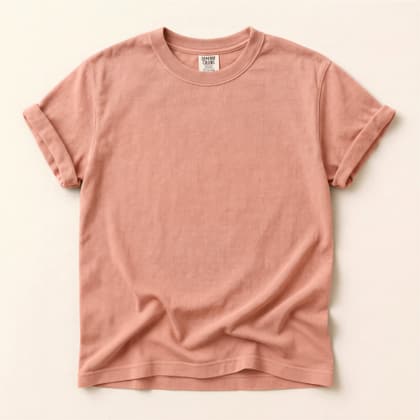 Comfort Colors® 1717 — Flat Lay on Cream mockup in Peachy