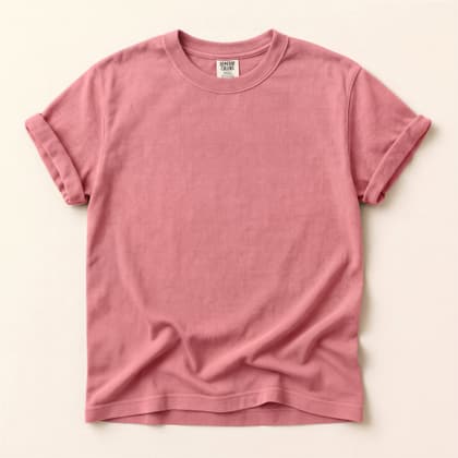 Comfort Colors® 1717 — Flat Lay on Cream mockup in Peony