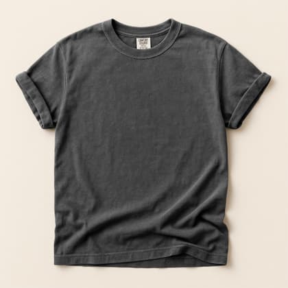Comfort Colors® 1717 — Flat Lay on Cream mockup in Pepper