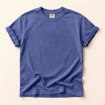 Comfort Colors® 1717 — Flat Lay on Cream mockup in Periwinkle