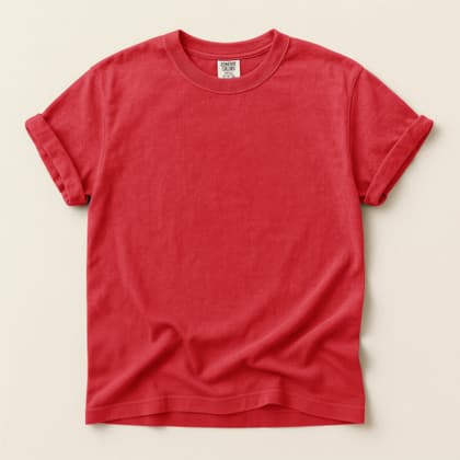 Comfort Colors® 1717 — Flat Lay on Cream mockup in Red
