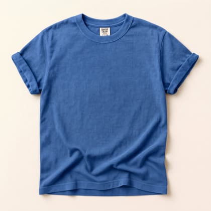 Comfort Colors® 1717 — Flat Lay on Cream mockup in Royal Caribe