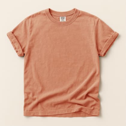 Comfort Colors® 1717 — Flat Lay on Cream mockup in Terracotta