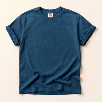 Comfort Colors® 1717 — Flat Lay on Cream mockup in Topaz Blue